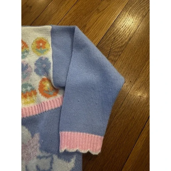 Vintage Girls Avon Style Patchwork Easter Cardigan Bunny Duck Eggs Sz 4/5 Pastel - Picture 6 of 13
